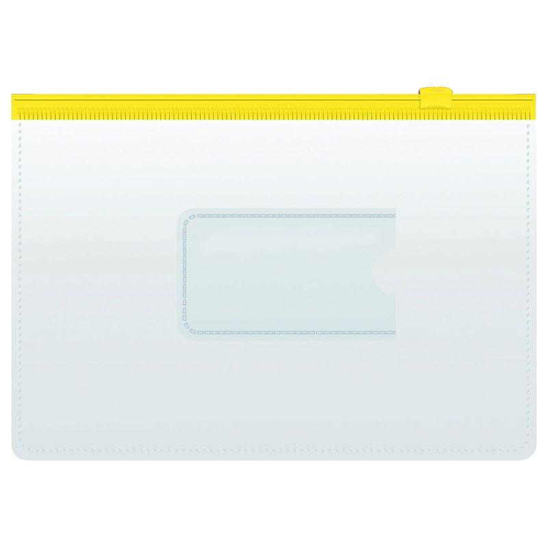 Папка-конверт на zip-молнии СТАММ А5, ПВХ, 120мкм, прозрачная, цветная молния, карман, ассорти 