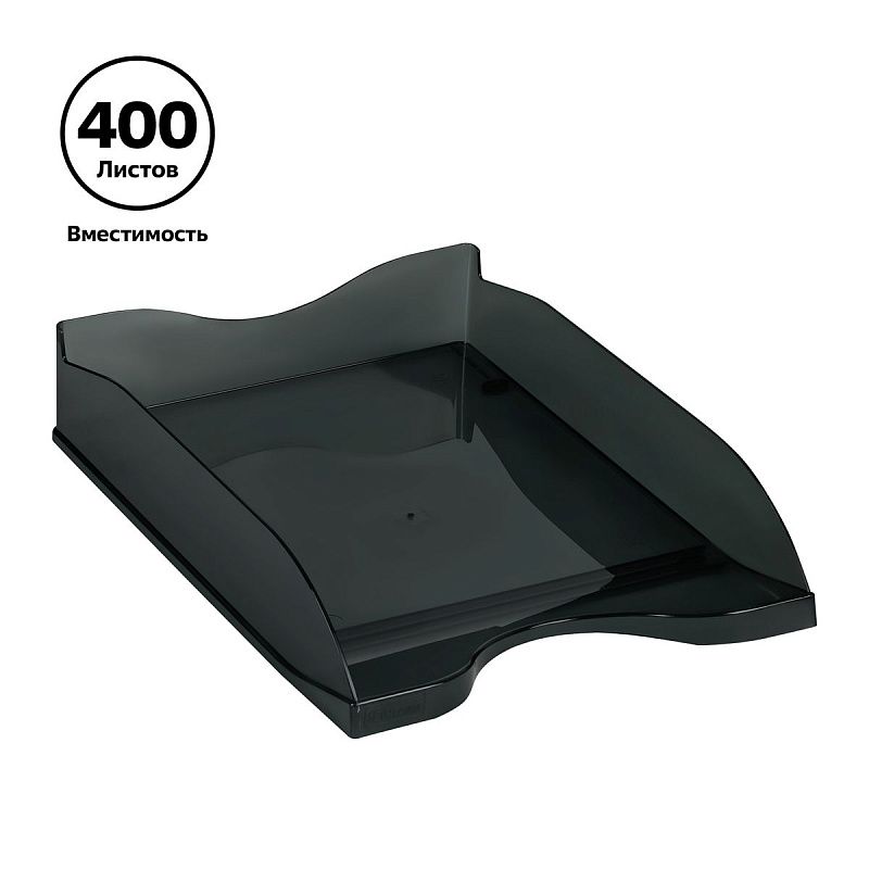 Лоток для бумаг горизонтальный СТАММ "Тропик", тонированный черный