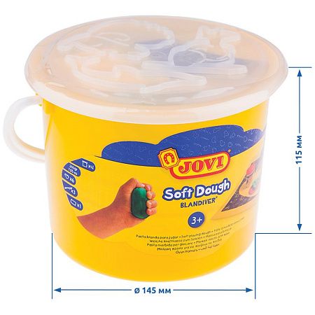 Тесто для лепки JOVI, 04 цвета*50г, аксессуары, пластиковое ведро