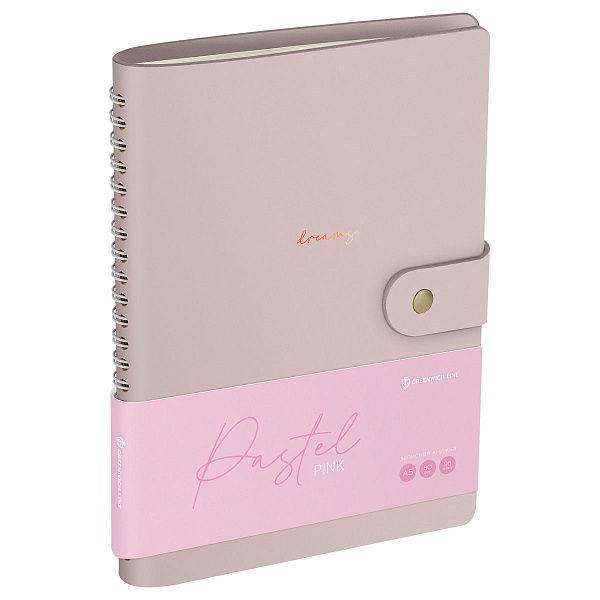 Записная книжка А5 96л. ЛАЙТ, кожзам, скрытый гребень, Greenwich Line "Pastel. Pink", блок в линию