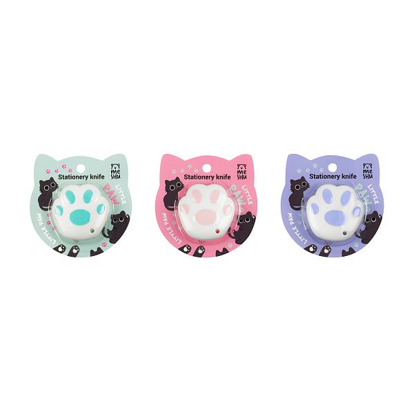 Нож канцелярский 9мм MESHU "Little Paw", блистер, европодвес, ассорти