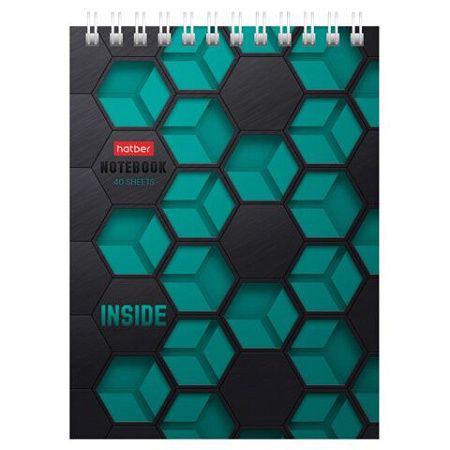 Блокнот МАЛЫЙ ФОРМАТ А6, 40 л., гребень, картон, клетка, HATBER, "INSIDE", 080475, 40Б6В1гр