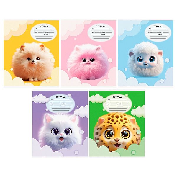 Тетрадь 12л., клетка BG "Пушистики"