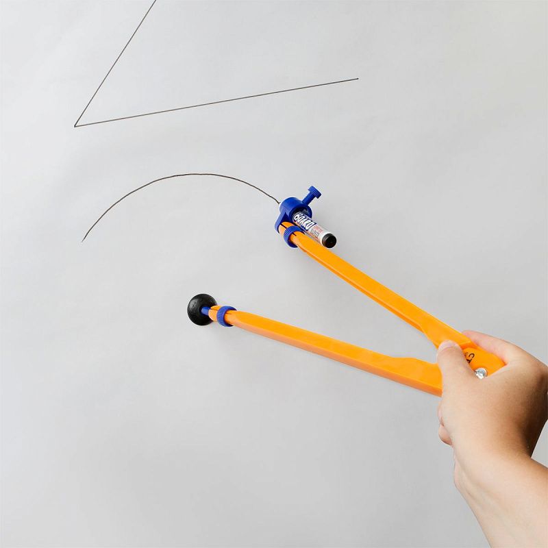 Набор для школьной доски СТАММ (линейка 100см, треугольник 30°, треугольник 45°, транспортир, циркуль), желтый, коробка 