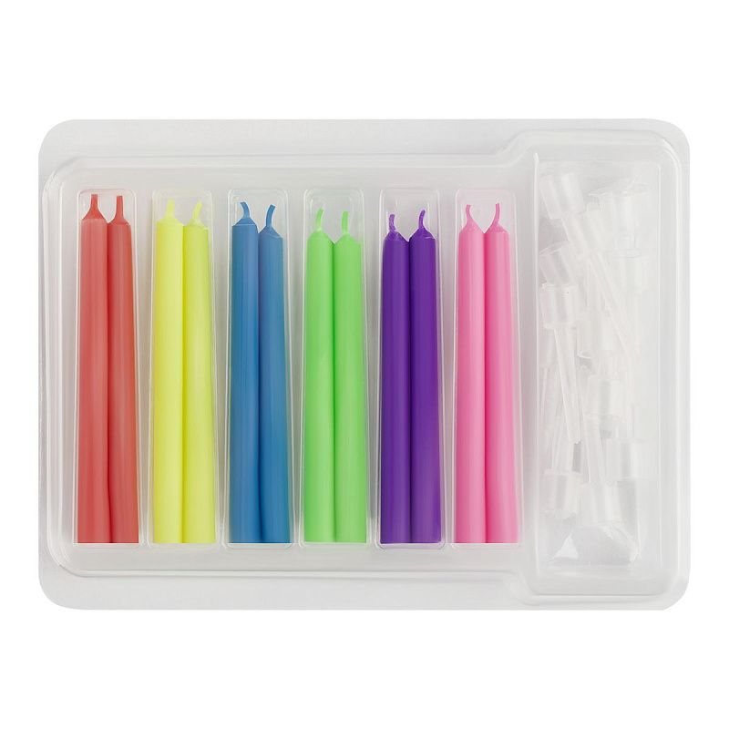 Свечи для торта с цветным пламенем MESHU "Bright flame", ассорти, 5,5см, 12шт