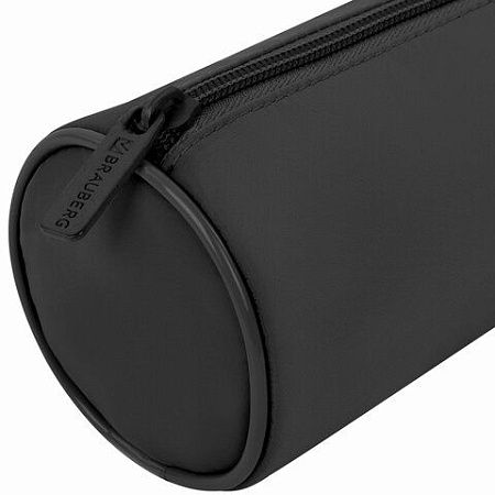 Пенал-тубус BRAUBERG, с эффектом Soft Touch, мягкий, Pure black, 272302 