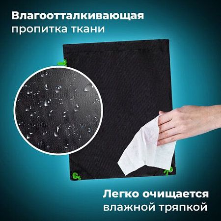 Мешок для обуви BRAUBERG плотный, карман на молнии, подкладка, 43х33 см, "Neon Green", 271625 