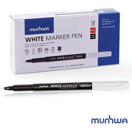 Маркер перманентный БЕЛЫЙ 1 мм, MUNHWA, WPM-05 