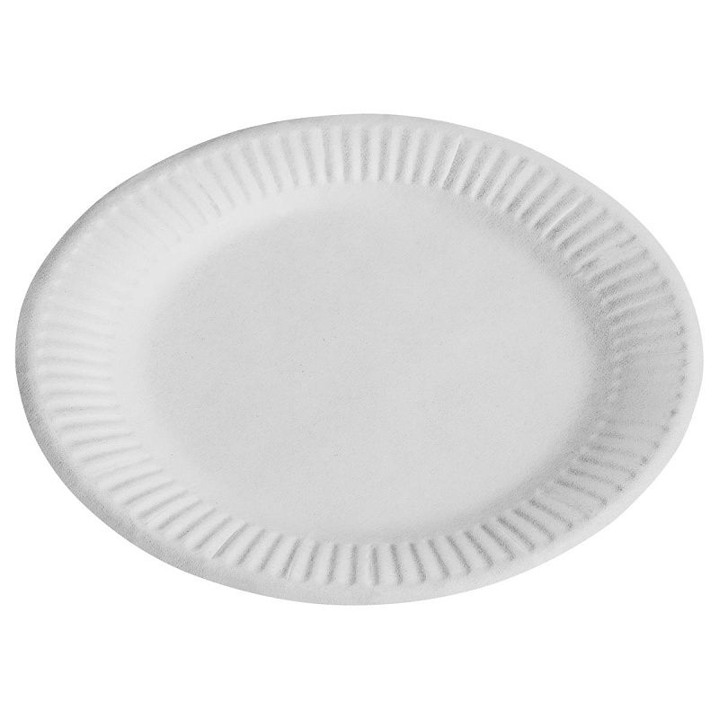 Тарелки одноразовые бумажные OfficeClean, набор 100шт., белые мелованные, 180мм