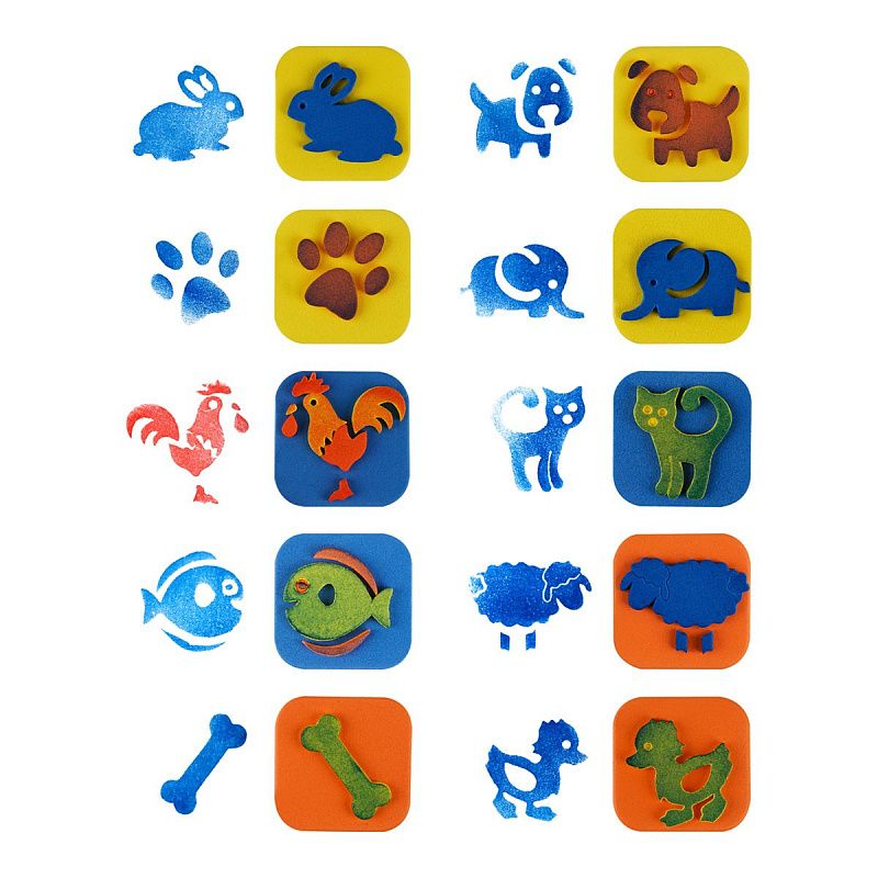 Набор штампиков для творчества Мульти-Пульти "Зверюшки", EVA, 10шт., с чернилами