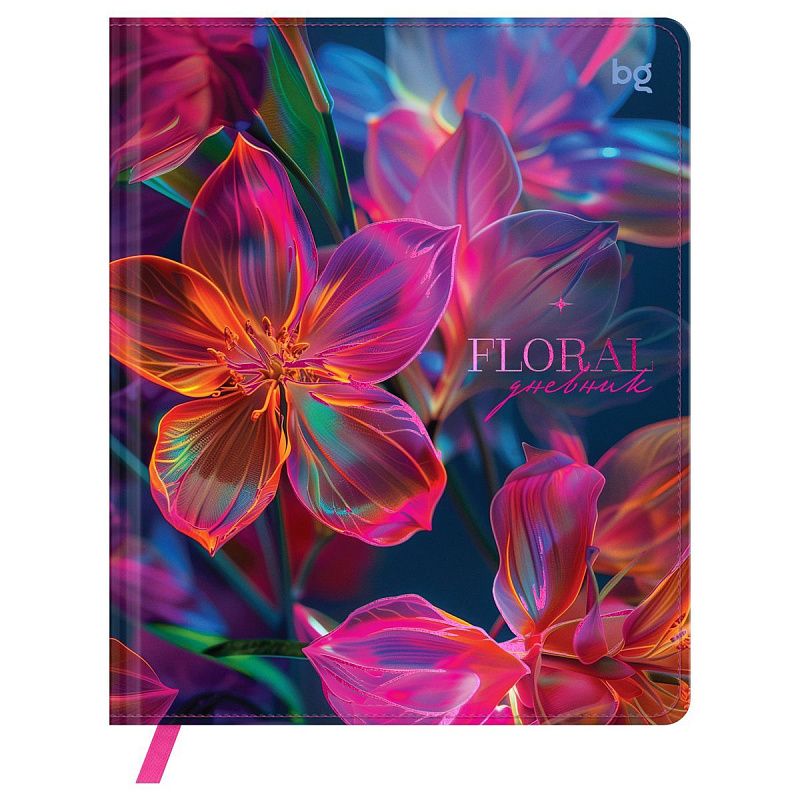 Дневник 1-11 кл. 48л. (твердый) BG "Floral", иск. кожа, печать, тиснение фольгой, ляссе
