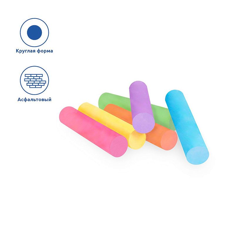 Набор цветных мелков асфальтовых JOVI, 6шт., 6цв., круглый, картонная коробка 