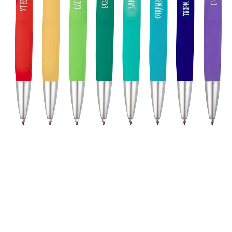 Набор шариковых автоматических ручек MESHU "Motivation" 8шт., синие, 0,7мм, корпус ассорти, ПВХ бокс с европодвесом 