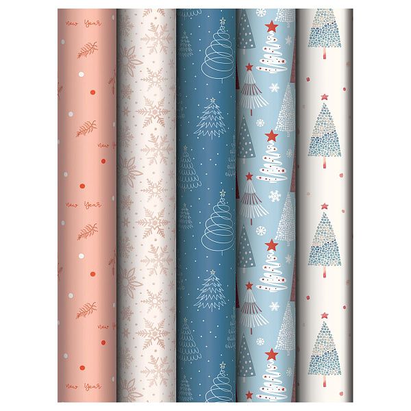 Упаковочная бумага глянц. 70*100см, MESHU "Christmas time", 80г/м2, ассорти 5 дизайнов