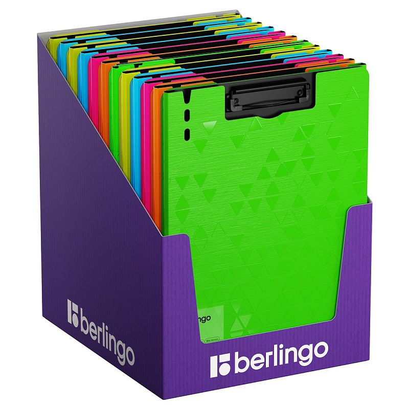 Папка-планшет с зажимом Berlingo "Neon" А4, пластик (полифом), 1800мкм, ассорти 