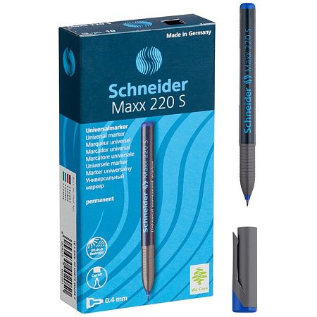 Маркер перманентный Schneider "Maxx 220 S" синий, игольчатый, 0,4мм 