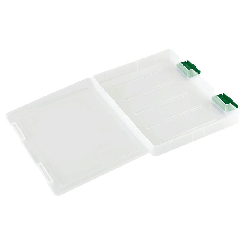 Папка для документов СТАММ А4, 235*310*40мм, пластик., прозрачная, зеленые защелки 