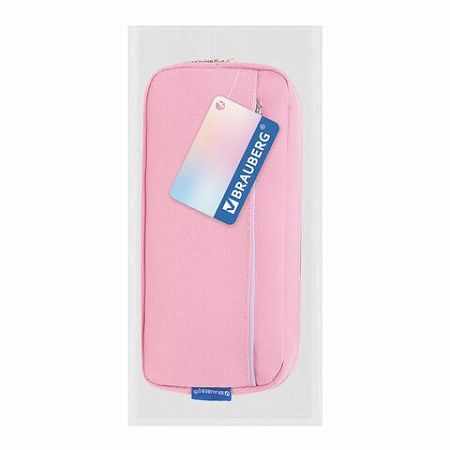 Пенал мягкий BRAUBERG PASTEL, 2 отделения, розовый, 21х9,5х5см, 272276 