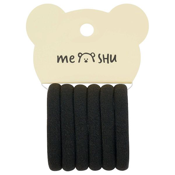 Резинки для волос MESHU "Essence", черные, 6шт., диаметр 4см, европодвес