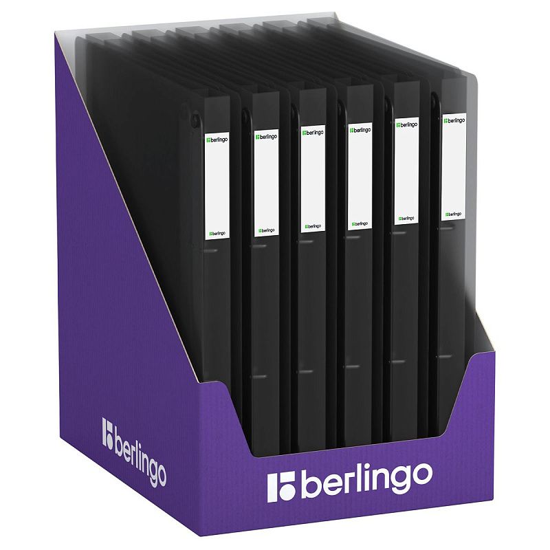 Папка на 4 кольцах Berlingo "No Secret", 24мм, 700мкм, полупрозрачная черная, D-кольца, с внутр. карманом 