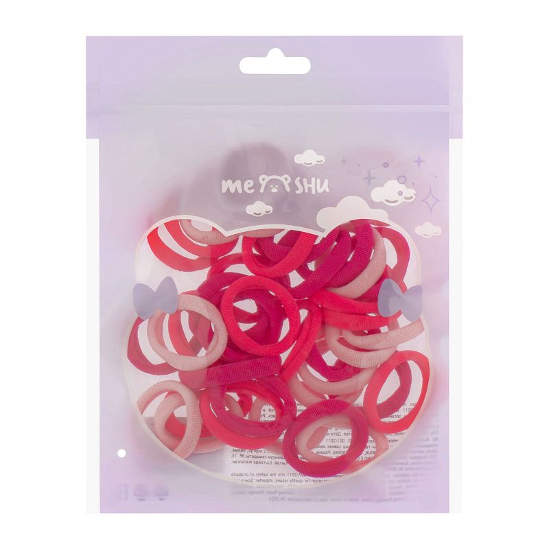 Резинки для волос MESHU, розовые ассорти, 40шт., диаметр 2,5см, европодвес