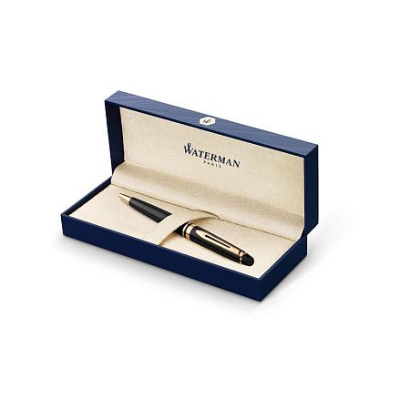 Ручка шариковая Waterman "Expert Black Lacquer GT" синяя, 1,0мм, подарочная упаковка 
