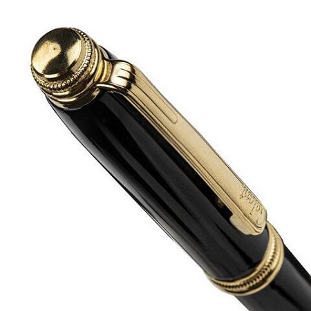 Ручка подарочная шариковая GALANT "Black", корпус черный, золотистые детали, пишущий узел 0,7 мм, синяя, 140405 