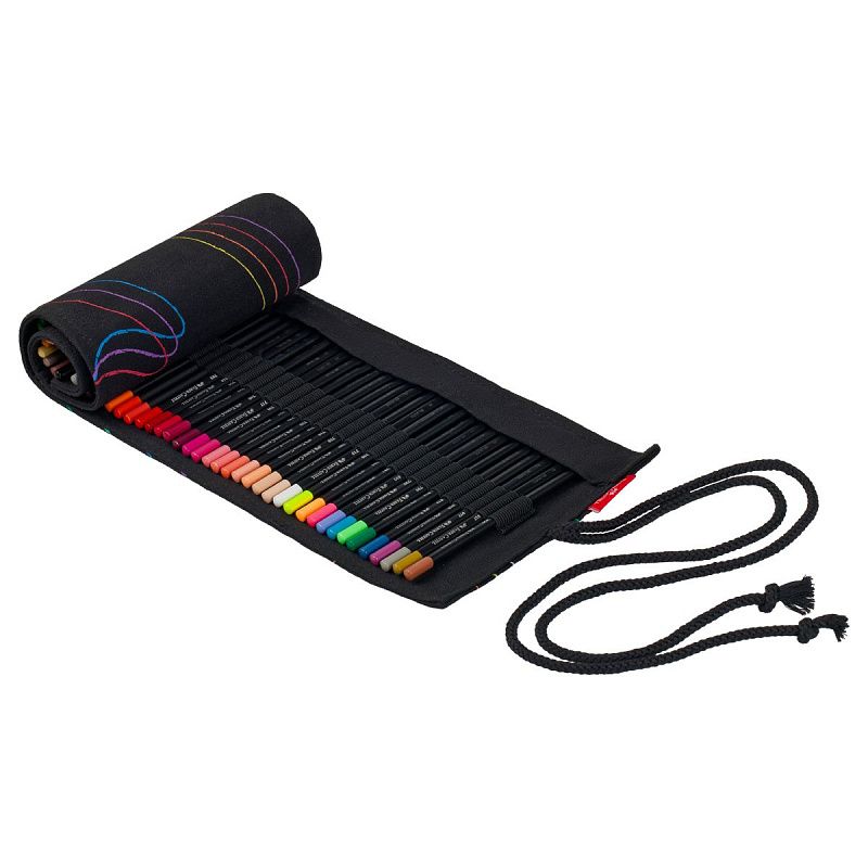 Карандаши цветные Faber-Castell "Black Edition", 72 цв., трехгран., черное дерево, заточен., пенал-скрутка