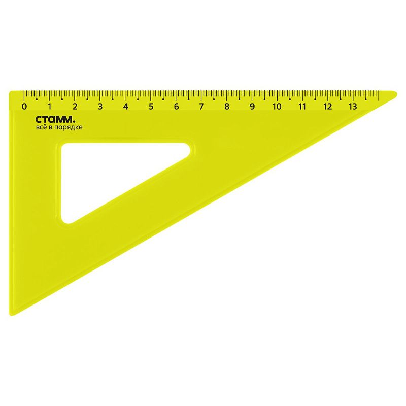 Треугольник 30°, 13см СТАММ, пластиковый, прозрачный, неоновые цвета, ассорти 