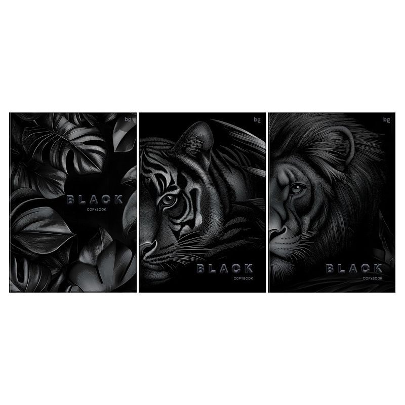 Тетрадь 96л., А4, клетка BG "Just black", soft-touch ламинация, выб. лак