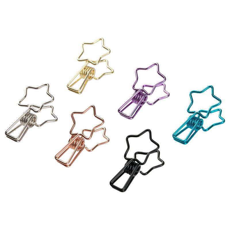 Зажимы для бумаг 33мм, MESHU "Shining Stars", 6шт., ассорти, бокс с европодвесом