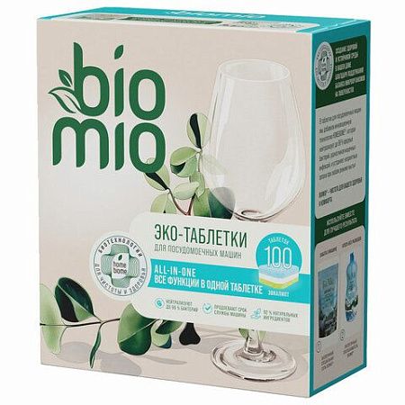 Таблетки для посудомоечной машины 100шт BIOMIO "Эвкалипт", ш/к 15945, 510.73090.0101 