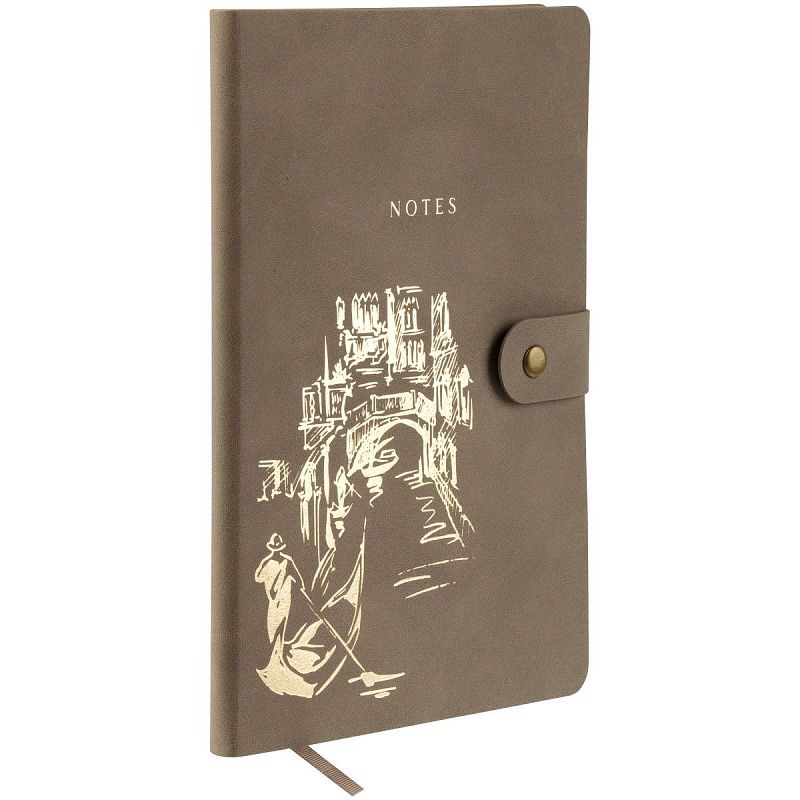 Записная книжка А5 80 л., ЛАЙТ, кожзам, Greenwich Line "Outline. Venice", с замком, тиснение фольгой, внутренний карман, блок в точку