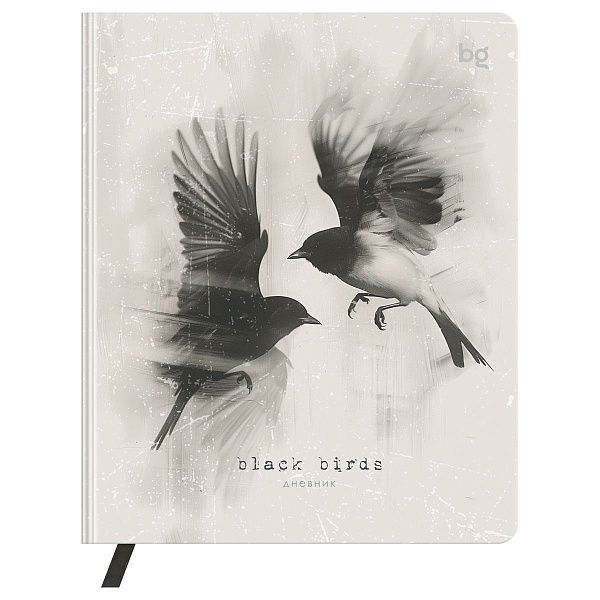 Дневник 1-11 кл. 48л. (ЛАЙТ) BG "Black birds", иск. кожа, печать, ляссе