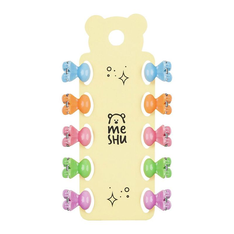 Заколки для волос MESHU, пастельные мини-крабики, 1см, 10шт., европодвес