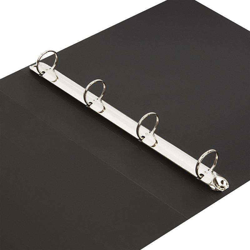 Папка на 4 кольцах СТАММ А4, 40мм, 500мкм, пластик, черная 