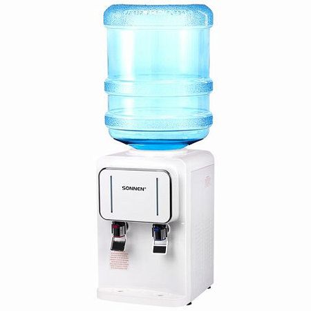 Кулер для воды SONNEN TSE-02W, настольный, НАГРЕВ/ОХЛАЖДЕНИЕ ЭЛЕКТРОННОЕ, 2 крана, белый, 456173
