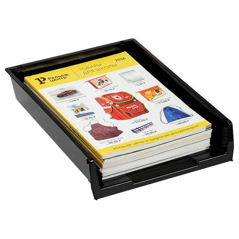 Лоток для бумаг горизонтальный СТАММ "Респект", сетчатый, черный