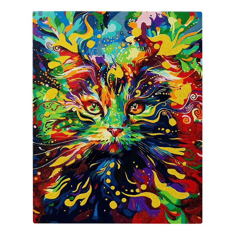 Картина по номерам на холсте с глиттером ТРИ СОВЫ "Кот-холи", 40*50, с акриловыми красками и кистями