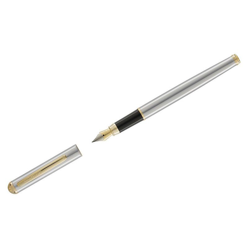 Ручка перьевая Luxor "Marvel" синяя, 0,8мм, корпус хром/золото, футляр