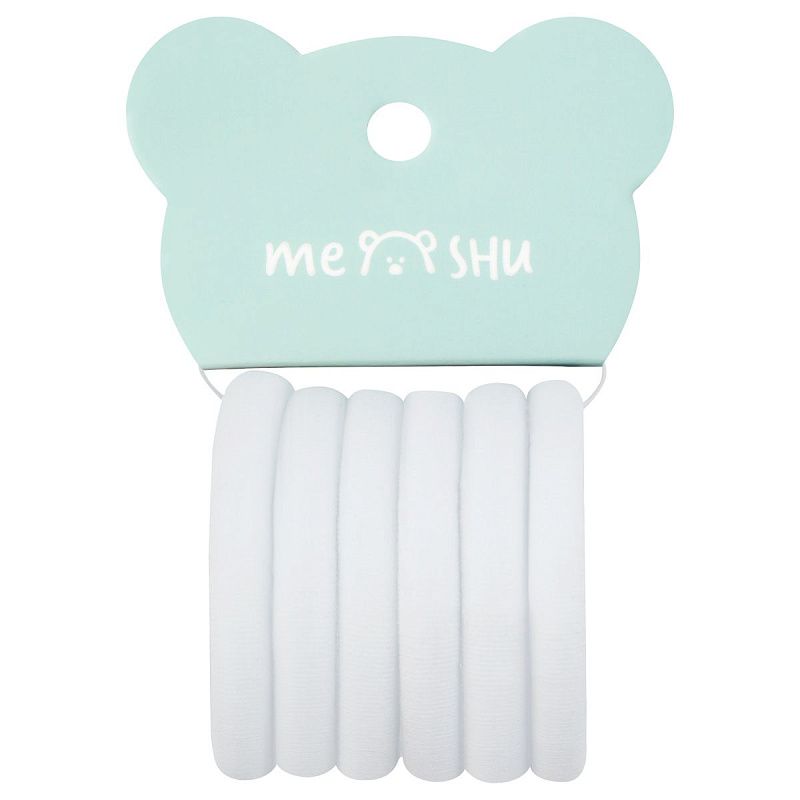 Резинки для волос MESHU "Essence", белые, 6шт., диаметр 4см, европодвес