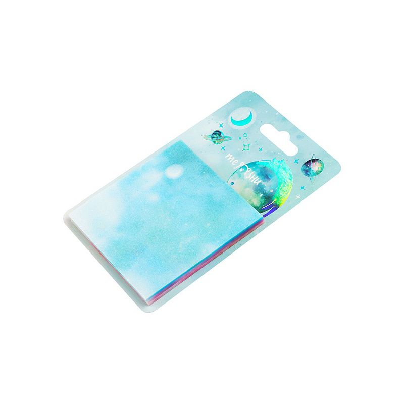 Самоклеящийся блок MESHU "Space cat", 76*76 мм, 20л*3 цветов, прозрачный, блестящий, европодвес