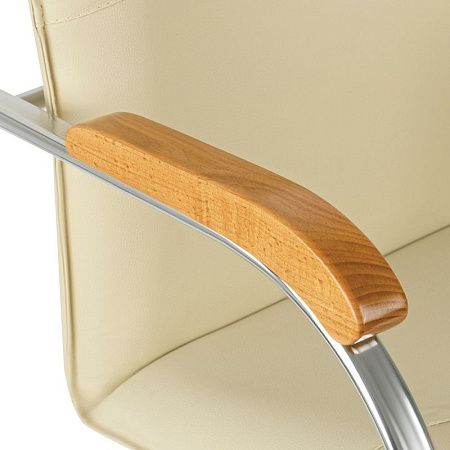 Стул Helmi HL-F03 "Самба", каркас металл хром, экокожа, бежевый, бук BOX1