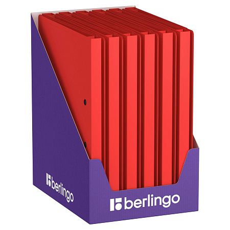 Папка с зажимом Berlingo "Soft Touch", 17мм, 700мкм, красная, с внутр. карманом 