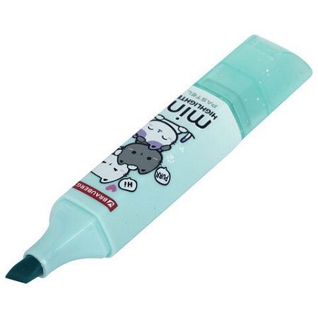 Текстовыделитель мини с принтами BRAUBERG "PASTEL", АССОРТИ В ПЛАСТИКОВОЙ БАНКЕ, 1-5 мм, 152536 