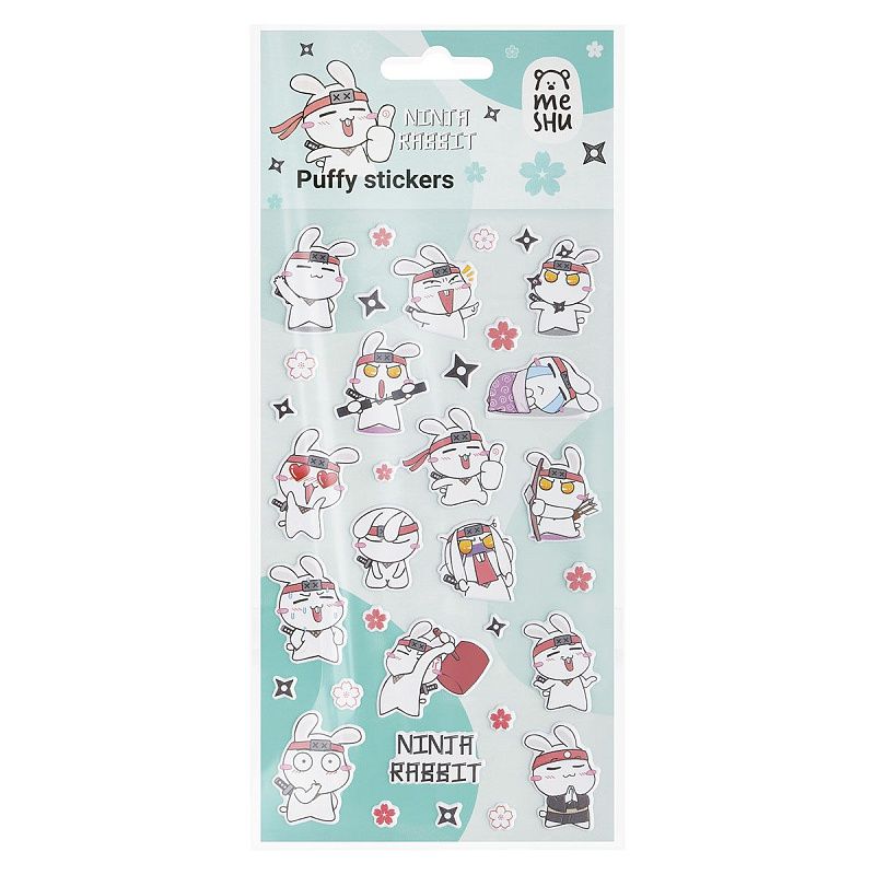 Наклейки объемные MESHU "Ninja Rabbit", 10*23см, инд. уп., европодвес