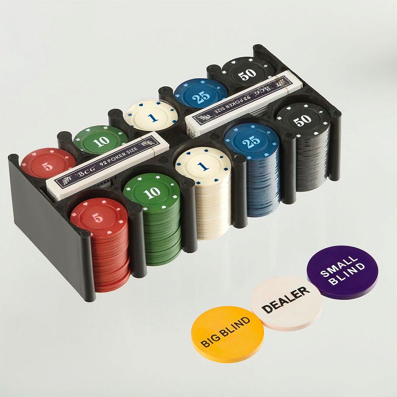 Набор для игры в "Покер", (200 фишек, 2 колоды карт, сукно), металлическя коробка 