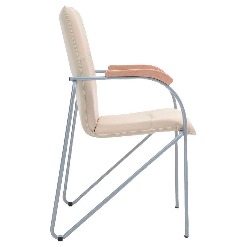 Стул Фабрикант "Самба", DO, №122, Бук (1007), AL, каркас алюм., обивка кожзам кремовый BOX4