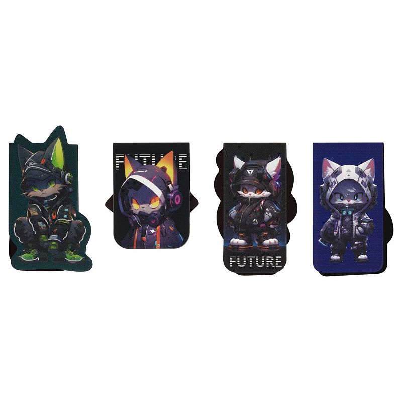 Закладки магнитные для книг, 4шт., MESHU "Future", матовая ламинация, фольга 