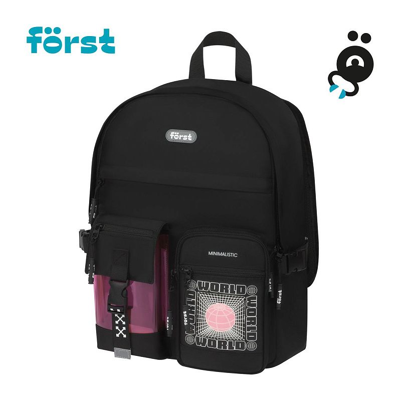 Рюкзак Först F-Teens "World" 40*28*15см, 1 отделение, 7 карманов, уплотненная спинка 